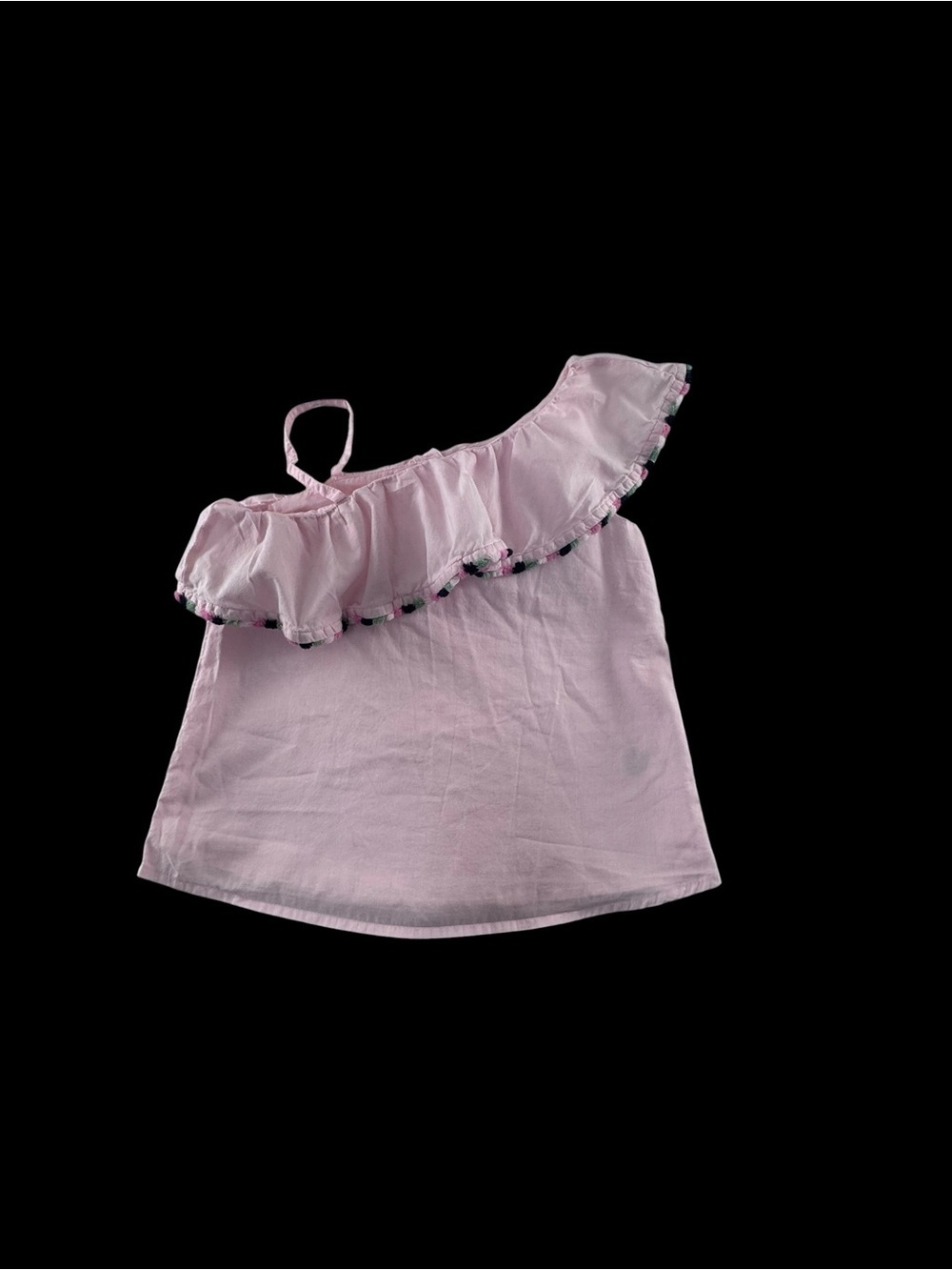 Janie and Jack Pink One-Shoulder Ruffle Tank Top with Trim